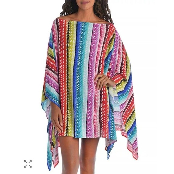 Trina Turk Poncho Top Swim Cover Up Prismatic Caftan Multi Colorful OS - Picture 2 of 10